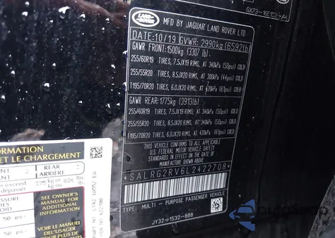 2020 Land Rover Discovery Se from USA, damaged, VIN SALRG2RV6L2422708